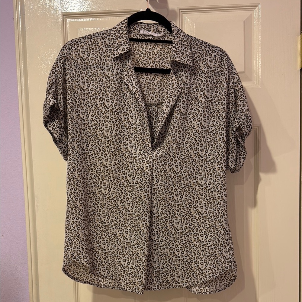 Monochrome Floral Casual Button Down Shirt